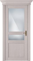 Дверь Status Classic модель 533 Дуб белый стекло Сатинато белое