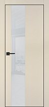 Profilo Porte модель PX-6 кромка чёрная с 4-х сторон цвет Бежевый матовый стекло лакобель лунный