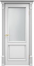 Дверь Массив Сосны модель 112ш Багет цвет Белая Эмаль стекло матовое