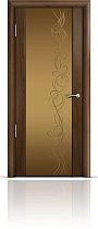 Дверь Мильяна модель Омега-2 цвет Американский орех триплекс бронзовый рисунок Фантазия