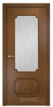 Дверь Оникс модель Палермо цвет Орех сатинат гравировка Волна