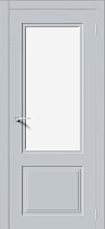 Дверь Дэмфа модель Квадро-2 эмаль цвет ЛайтГрей со стеклом