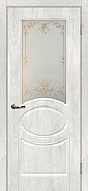 Дверь МариаМ Сиена-1 Дуб жемчужный стекло контур золото