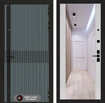 LABIRINT Входная металлическая акустическая дверь ISSIDA панель Зеркало Максимум сандал белый