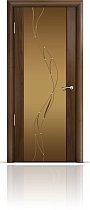 Дверь Мильяна модель Омега-2 цвет Американский орех триплекс бронзовый рисунок Иллюзия