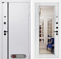 LABIRINT Входная металлическая дверь Роял панель Зеркало Фацет цвет белый софт