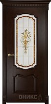 Дверь Оникс модель Венеция цвет Палисандр стекло заливной витраж №1