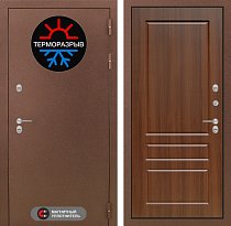 LABIRINT Входная металлическая дверь ТЕРМО панель 3 орех бренди