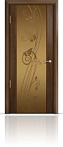 Дверь Мильяна модель Омега-2 цвет Американский орех триплекс бронзовый рисунок Нежность