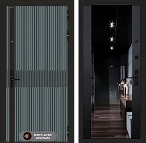 LABIRINT Входная металлическая акустическая дверь ISSIDA панель Зеркало Максимум черный кварц