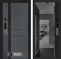 LABIRINT Входная металлическая дверь ЭвоЛаб Смарт панель Зеркало Панорама цвет чёрный кварц