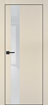 Profilo Porte модель PX-10 кромка чёрная с 4-х сторон цвет Бежевый матовый стекло лакобель лунный