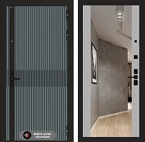 LABIRINT Входная металлическая акустическая дверь ISSIDA панель Зеркало Максимум грей софт