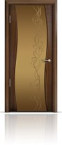 Дверь Мильяна модель Омега цвет Американский орех триплекс бронзовый рисунок Фантазия