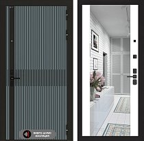 LABIRINT Входная металлическая акустическая дверь ISSIDA панель Зеркало Максимум белый софт