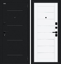 Входная Дверь модель Техно/SBlack цвет Букле черное/White Silk