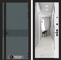 LABIRINT Входная металлическая акустическая дверь ISSIDA панель Зеркало Панорама белый софт