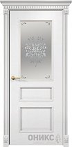 Дверь Оникс модель Версаль цвет Эмаль белая по ясеню сатинат пескоструй Дерево