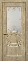 Дверь МариаМ Сиена-1 Дуб песочный стекло контур золото
