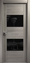 Дверь Status Versia модель 221 Дуб серый стекло лакобель чёрный