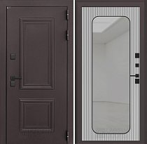 LABIRINT Входная металлическая дверь Полярис Лайт панель Зеркало Аркада цвет Веллюто ферро с патиной