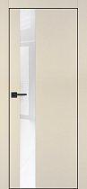 Profilo Porte модель PX-10 кромка чёрная с 4-х сторон цвет Бежевый матовый стекло лакобель белый