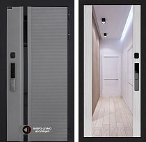 LABIRINT Входная металлическая дверь Пиано Смарт 2.0 панель Зеркало Максимум цвет сандал белый