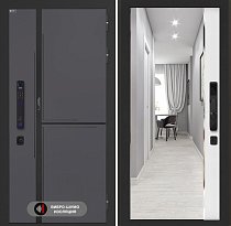 LABIRINT Входная металлическая дверь Лаб-3 Смарт панель Зеркало Панорама цвет белый софт