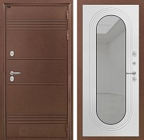 LABIRINT Входная металлическая дверь с терморазрывом Термо Лайт панель Зеркало Дольче цвет белый софт