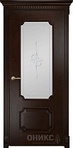 Дверь Оникс модель Палермо цвет Палисандр сатинат пескоструй Эллипс