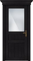 Дверь Status Classic модель 532 Дуб чёрный стекло Сатинато белое