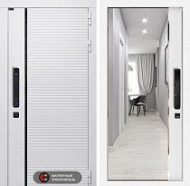 LABIRINT Входная металлическая дверь Роял Смарт панель Зеркало Панорама цвет белый софт