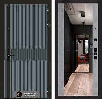 LABIRINT Входная металлическая акустическая дверь ISSIDA панель Зеркало Максимум бетон светлый