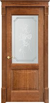 Дверь Массив Ольхи модель Ол6.2 цвет Орех 10% стекло 6-2