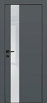 Profilo Porte модель PX-10 кромка чёрная с 4-х сторон цвет Графит матовый стекло лакобель лунный