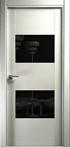 Дверь Status Versia модель 221 Дуб белый стекло лакобель чёрный