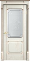 Дверь Массив Дуба модель Д7 цвет эмаль F120+патина золото стекло 7-2