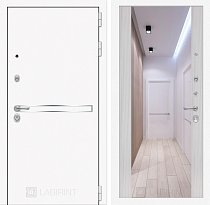LABIRINT Входная металлическая дверь Лайн Вайт панель Зеркало Максимум сандал белый