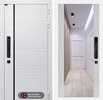 LABIRINT Входная металлическая дверь Роял Смарт панель Зеркало Максимум цвет сандал белый