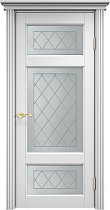 Дверь Массив Ольхи модель Ол55 цвет Эмаль белая стекло 55-8