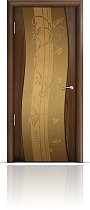 Дверь Мильяна модель Омега цвет Американский орех триплекс бронзовый рисунок Мотив