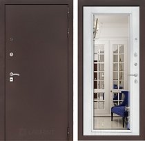 LABIRINT Входная металлическая дверь CLASSIC антик медь панель Зеркало Фацет белый soft