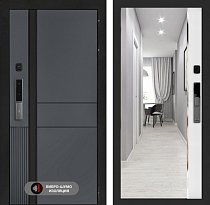 LABIRINT Входная металлическая дверь ЭвоЛаб Смарт панель Зеркало Панорама цвет белый софт