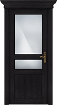 Дверь Status Classic модель 533 Дуб чёрный стекло Сатинато белое