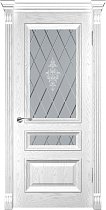 Дверь Люксор Фараон-2 дуб белая эмаль стекло