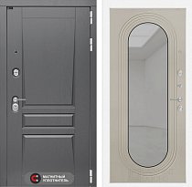 LABIRINT Входная металлическая дверь Платинум панель Зеркало Дольче цвет капучино