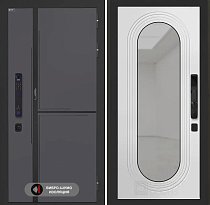 LABIRINT Входная металлическая дверь Лаб-3 Смарт панель Зеркало Дольче цвет белый софт
