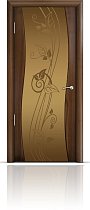 Дверь Мильяна модель Омега цвет Американский орех триплекс бронзовый рисунок Нежность