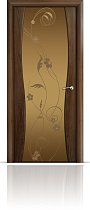 Дверь Мильяна модель Омега-1 цвет Американский орех триплекс бронзовый рисунок Фиалка