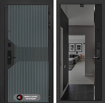 LABIRINT Входная металлическая дверь Смартлаб панель Зеркало Панорама цвет чёрный кварц